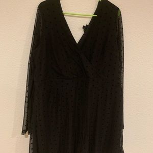 Sheer sleeves black polka dot romper